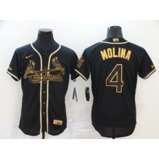 MLB St. Louis Cardinals #4 Yadier Molina Black Gold Nike Flexbase Jersey