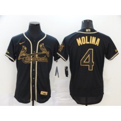 MLB St. Louis Cardinals #4 Yadier Molina Black Gold Nike Flexbase Jersey