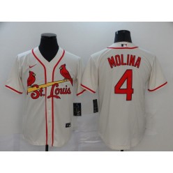 MLB St. Louis Cardinals #4 Yadier Molina Cream 2020 Nike Cool Base Jersey