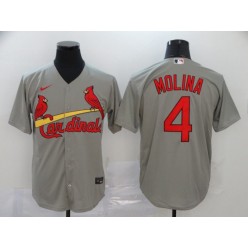MLB St. Louis Cardinals #4 Yadier Molina Gray 2020 Nike Cool Base Jersey