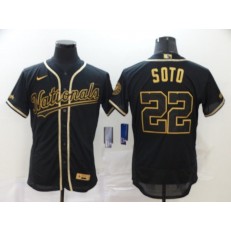 MLB Washington Nationals #22 Juan Soto Black Gold 2020 Nike Flexbase Jersey