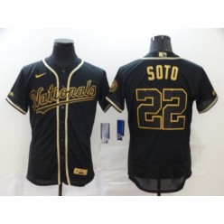 MLB Washington Nationals #22 Juan Soto Black Gold 2020 Nike Flexbase Jersey