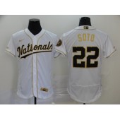 MLB Washington Nationals #22 Juan Soto White Gold 2020 Nike Flexbase Jersey