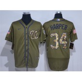 MLB Washington Nationals #34 Bryce Harper Olive 2020 Nike Cool Base Jersey