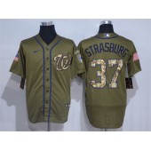 MLB Washington Nationals #37 Stephen Strasburg Olive 2020 Nike Cool Base Jersey