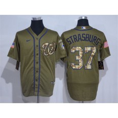 MLB Washington Nationals #37 Stephen Strasburg Olive 2020 Nike Cool Base Jersey