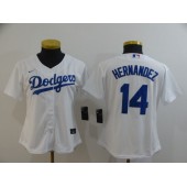 MLB Los Angeles Dodgers #14 Enrique Hernandez White Women 2020 Nike Cool Base Jersey