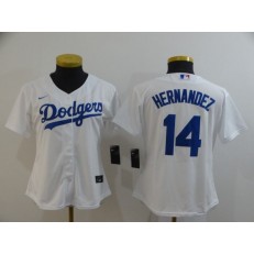MLB Los Angeles Dodgers #14 Enrique Hernandez White Women 2020 Nike Cool Base Jersey