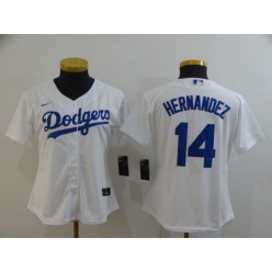 MLB Los Angeles Dodgers #14 Enrique Hernandez White Women 2020 Nike Cool Base Jersey