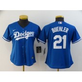 MLB Los Angeles Dodgers #21 Walker Buehler Royal Women 2020 Nike Cool Base Jersey