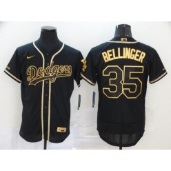MLB Los Angeles Dodgers #35 Cody Bellinger Black Gold 2020 Nike Flexbase Jersey