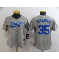 MLB Los Angeles Dodgers #35 Cody Bellinger Gray Women 2020 Nike Cool Base Jersey