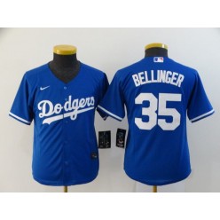 MLB Los Angeles Dodgers #35 Cody Bellinger Royal Youth 2020 Nike Cool Base Jersey