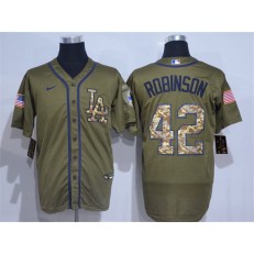MLB Los Angeles Dodgers #42 Jackie Robinson Olive 2020 Nike Cool Base Jersey