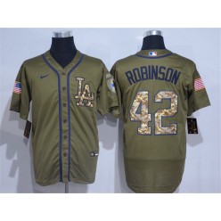 MLB Los Angeles Dodgers #42 Jackie Robinson Olive 2020 Nike Cool Base Jersey