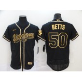 MLB Los Angeles Dodgers #50 Mookie Betts Black Gold 2020 Nike Flexbase Jersey