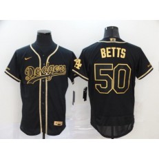 MLB Los Angeles Dodgers #50 Mookie Betts Black Gold 2020 Nike Flexbase Jersey