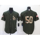 MLB Los Angeles Dodgers #50 Mookie Betts Olive 2020 Nike Cool Base Jersey