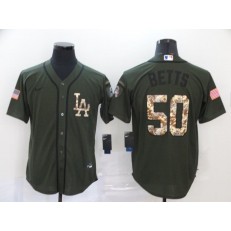 MLB Los Angeles Dodgers #50 Mookie Betts Olive 2020 Nike Cool Base Jersey