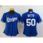 MLB Los Angeles Dodgers #50 Mookie Betts Royal Women 2020 Nike Cool Base Jersey