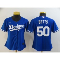 MLB Los Angeles Dodgers #50 Mookie Betts Royal Women 2020 Nike Cool Base Jersey