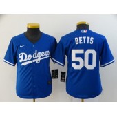 MLB Los Angeles Dodgers #50 Mookie Betts Royal Youth 2020 Nike Cool Base Jersey