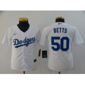 MLB Los Angeles Dodgers #50 Mookie Betts White Youth 2020 Nike Cool Base Jersey