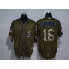 MLB Miami Marlins #16 Jose Fernandez Olive 2020 Nike Cool Base Jersey