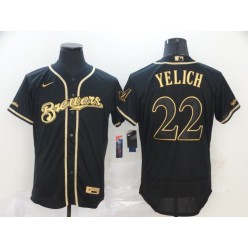 MLB Milwaukee Brewers #22 Christian Yelich Black Gold Nike 2020 Flexbase Jersey