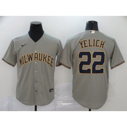 MLB Milwaukee Brewers #22 Christian Yelich Gray Nike 2020 Cool Base Jersey