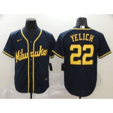 MLB Milwaukee Brewers #22 Christian Yelich Navy Nike 2020 Flexbase Jersey
