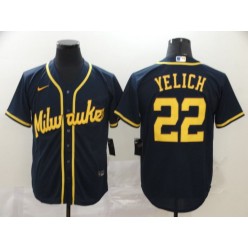 MLB Milwaukee Brewers #22 Christian Yelich Navy Nike 2020 Flexbase Jersey