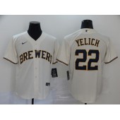 MLB Milwaukee Brewers #22 Christian Yelich White Nike 2020 Cool Base Jersey
