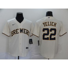MLB Milwaukee Brewers #22 Christian Yelich White Nike 2020 Cool Base Jersey