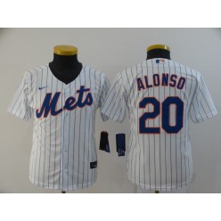 MLB New York Mets #20 Pete Alonso White Youth 2020 Nike Flexbase Jersey