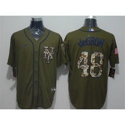 MLB New York Mets #48 Jacob DeGrom Olive 2020 Nike Cool Base Jersey