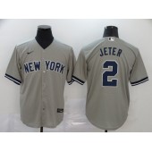 MLB New York Yankees #2 Derek Jeter Gray 2020 Nike Cool Base Jersey