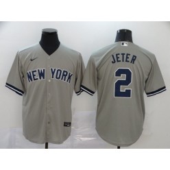 MLB New York Yankees #2 Derek Jeter Gray 2020 Nike Cool Base Jersey