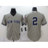 MLB New York Yankees #2 Derek Jeter Gray 2020 Nike Hall Of Fame Induction Cool Base Jersey