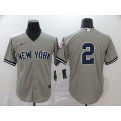 MLB New York Yankees #2 Derek Jeter Gray 2020 Nike Hall Of Fame Induction Cool Base Jersey