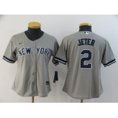 MLB New York Yankees #2 Derek Jeter Gray Women 2020 Nike Cool Base Jersey