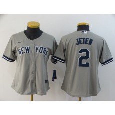 MLB New York Yankees #2 Derek Jeter Gray Women 2020 Nike Cool Base Jersey