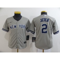 MLB New York Yankees #2 Derek Jeter Gray Youth 2020 Nike Cool Base Jersey