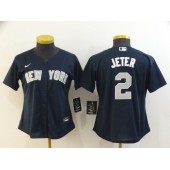 MLB New York Yankees #2 Derek Jeter Navy Women 2020 Nike Cool Base Jersey