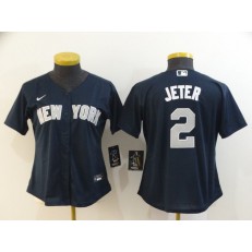 MLB New York Yankees #2 Derek Jeter Navy Women 2020 Nike Cool Base Jersey