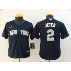 MLB New York Yankees #2 Derek Jeter Navy Youth 2020 Nike Cool Base Jersey