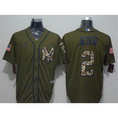 MLB New York Yankees #2 Derek Jeter Olive 2020 Nike Cool Base Jersey