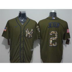 MLB New York Yankees #2 Derek Jeter Olive 2020 Nike Cool Base Jersey