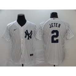MLB New York Yankees #2 Derek Jeter White 2020 Nike Cool Base Jersey