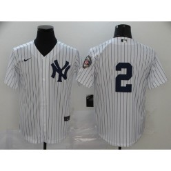 MLB New York Yankees #2 Derek Jeter White Nike 2020 Nike Hall Of Fame Induction Cool Base Jersey